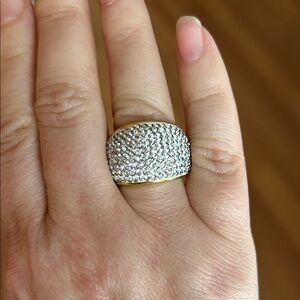 JCM Stamped Pave Stone Elegant Statement Women's Ring